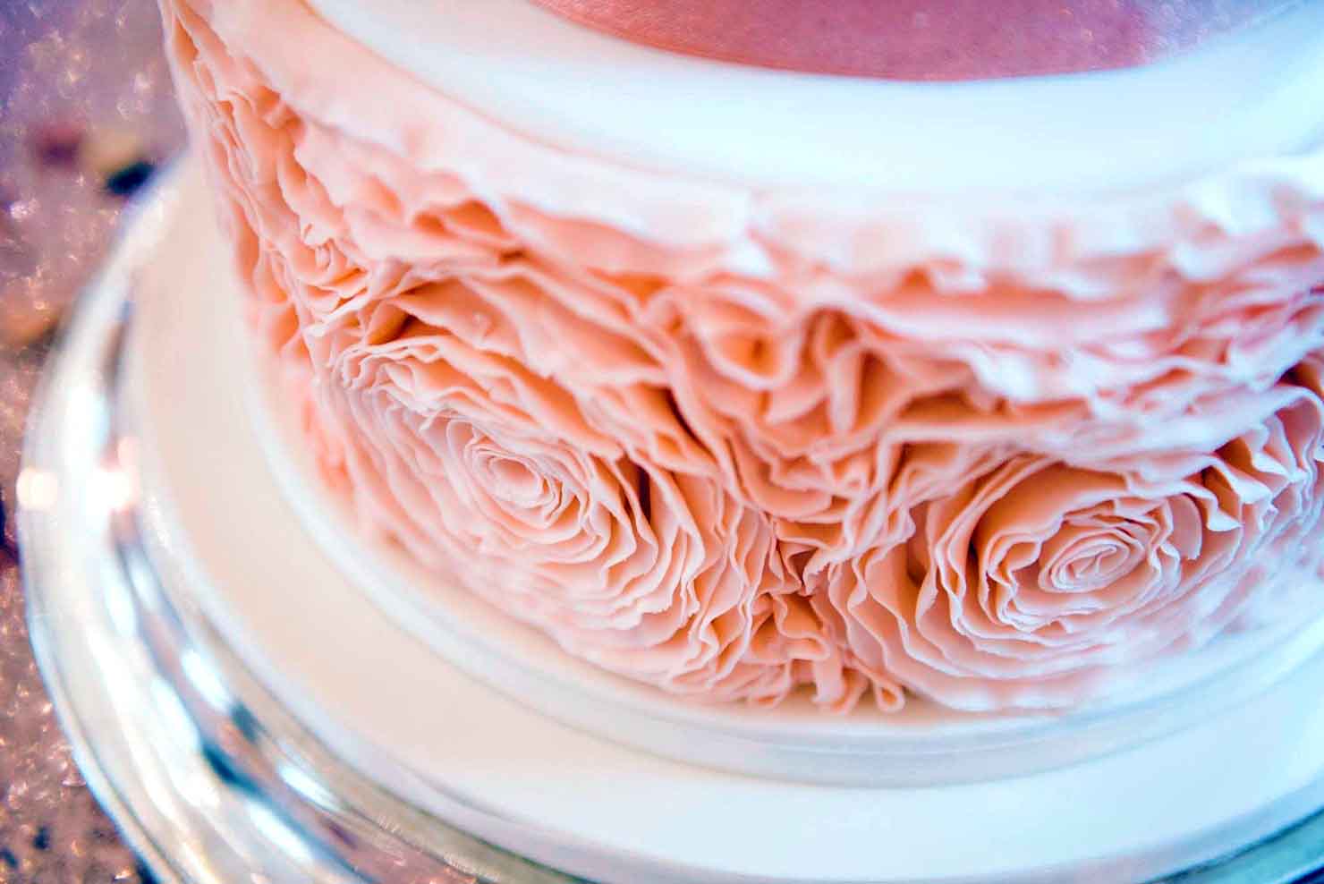 Sugar Flower Decorations On A Wedding Cake