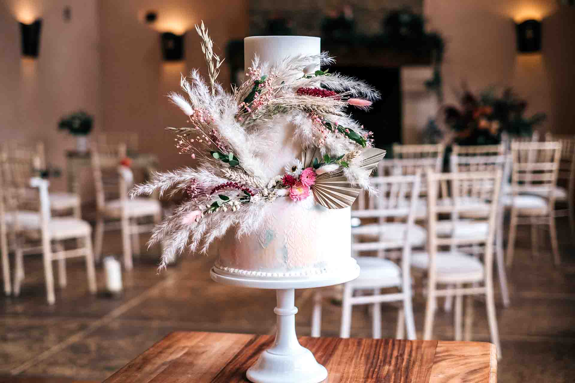 Wedding Cake Decorated With Grasses